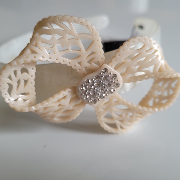 MIMCO ELECTRO LACE BOW ALICE HEAD BAND IVORY CHAMPAGNE. - Picture 4 of 5